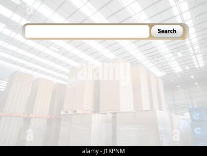 Digital composite of Search Bar with warehouse boxes background Stock Photo