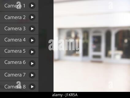 Digital composite of Security camera App Interface shop front Stock Photo