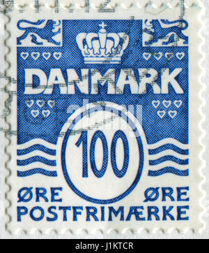 GOMEL, BELARUS, APRIL 21, 2017. Stamp printed in Denmark shows image of  The Postage Stamp, circa 2000. Stock Photo