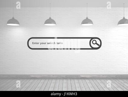 Digital composite of Search Bar with lamps and wall background Stock Photo