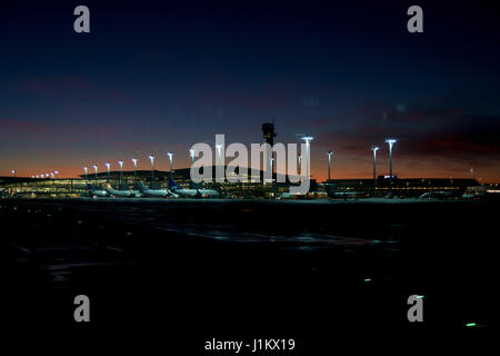 OSLO, NORWAY - JAN 21st, 2017: The Oslo Lufthavn Airport Gardermoen OSL is the main airport in Norway and a hub for the low cost airline Norwegian Air Stock Photo