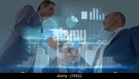 Digital composite of Business people seen through virtual screen Stock Photo