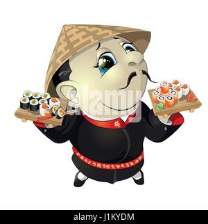 Sushi chef at the restaurant Stock Vector