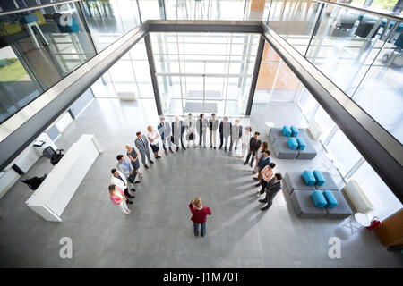 Ambitious young manager hold meeting with his team Stock Photo