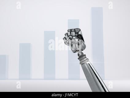 Digital composite of Android Robot hand fist with bright incremental chart background Stock Photo