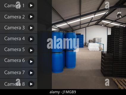 Digital composite of Security camera App Interface warehouse Stock Photo