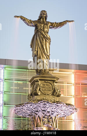 The Water Genius is located in Cincinnati, Ohio on Fountain Square. Stock Photo