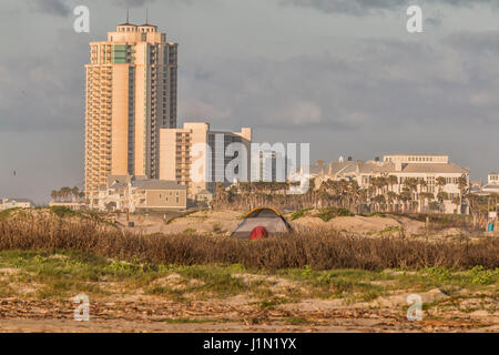 Palisade Palms Towers on Galveston Each Beach Stock Photo