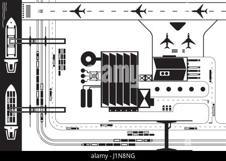 Industrial communication from above - vector illustration Stock Vector