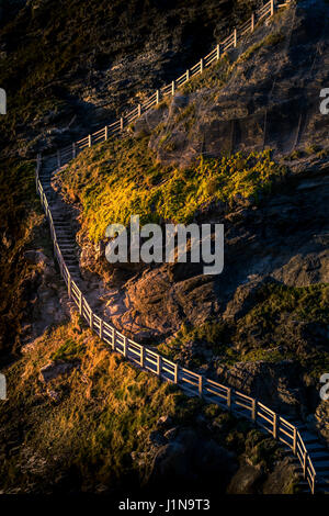 Steps to Tintagel Castle in Cornwall Stock Photo