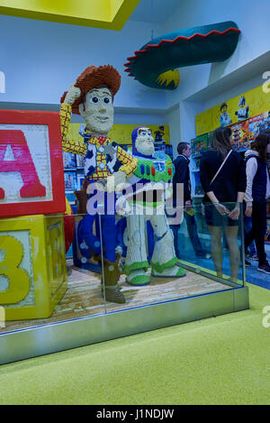 Disney characters made from Lego in Disney village shop in Disneyland Paris Stock Photo