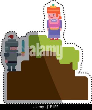 Pixelated scenery videogame Stock Vector