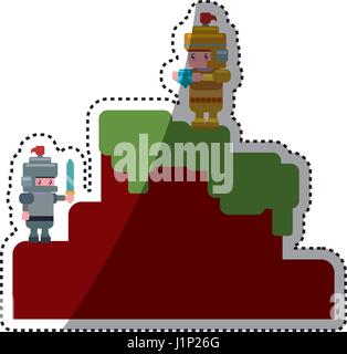 Pixelated scenery videogame Stock Vector