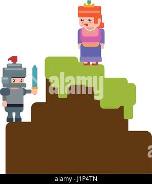 Pixelated scenery videogame Stock Vector