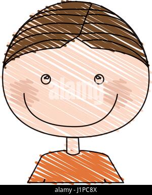 color pencil drawing of caricature half body boy with t-shirt Stock Vector