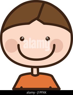 color silhouette cartoon half body boy with t-shirt Stock Vector