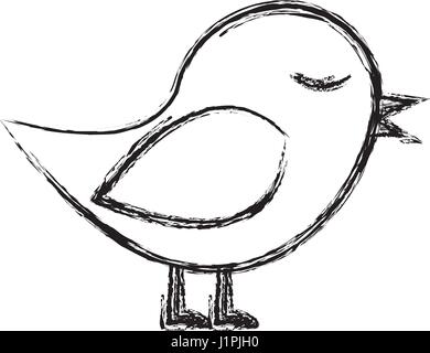monochrome sketch of bird in closeup Stock Vector