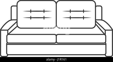 sofa furniture comfort image outline Stock Vector