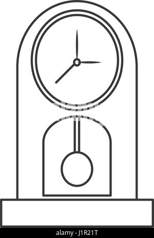 clock pendulum time classic outline Stock Vector
