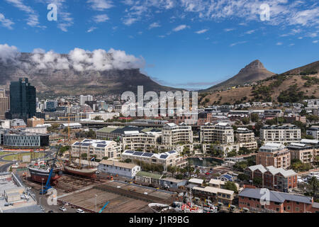 Cityscape with Lionshead and Tafelberg, Cape Town, Western Cape, Republic of South Africa Stock Photo