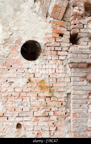 vintage background texture old masonry stone bricks on the ancient cement with cracks Stock Photo