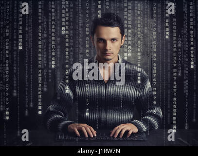 Man is typing on keyboard Stock Photo