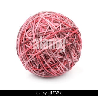 Ball of multi color acrylic hand knitting yarn isolated on white Stock Photo