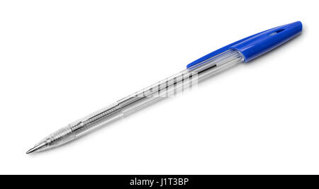 Top view of plastic ballpoint pen isolated on white Stock Photo