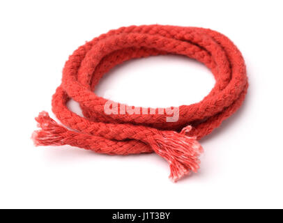 Old red rope isolated on white Stock Photo