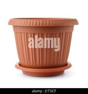 Front view of empty flower pot isolated on white Stock Photo