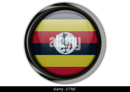 Uganda flag in the button pin Isolated on White Background Stock Photo