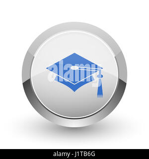 Education chrome border web and smartphone apps design round glossy icon. Stock Photo