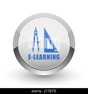 Learning chrome border web and smartphone apps design round glossy icon. Stock Photo