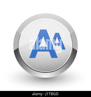 Alphabet chrome border web and smartphone apps design round glossy icon. Stock Photo