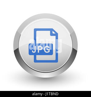 Jpg file chrome border web and smartphone apps design round glossy icon. Stock Photo