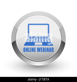 Online webinar chrome border web and smartphone apps design round glossy icon. Stock Photo