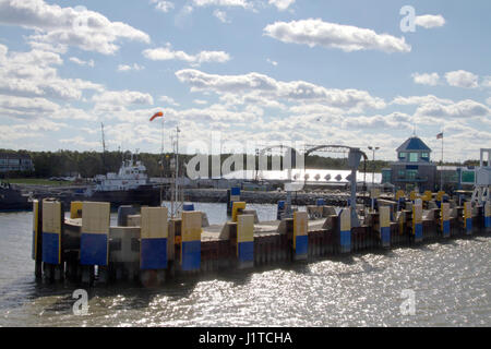 Cape May-Lewes Ferry Quay, Lewes, Delaware: October 25, 2016 - The Cape May-Lewes Ferry quay with ferries that traverse a 17 mile crossing of the Dela Stock Photo