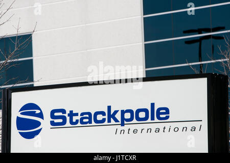 A logo sign outside of the headquarters of Stackpole International in ...