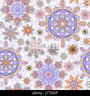 Floral seamless pattern with stylized snowflakes. Stock Vector