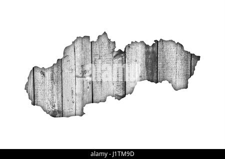 Map of Slovakia on weathered wood Stock Photo - Alamy