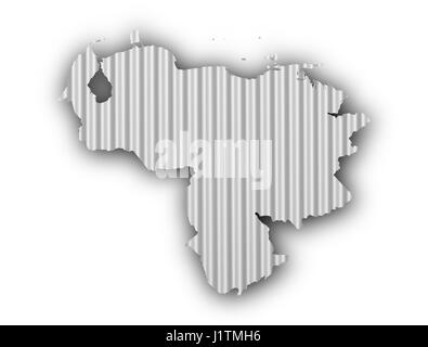 Map of Venezuela on corrugated iron Stock Photo