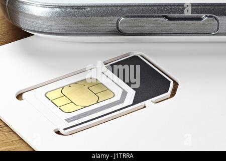 triple SIM card for mobile communication Stock Photo