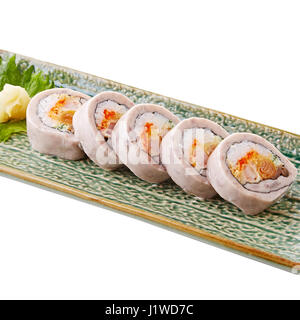 Rolls of mixed pork, rice and egg Stock Photo