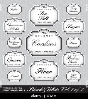 Ornate food storage labels vol1 (vector) Stock Vector
