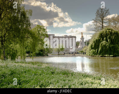 Buckingham Palace from St. James's Park, London, England, United Kingdom Stock Photo