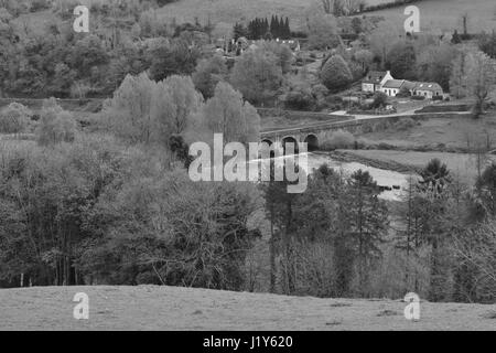 Looking down at the bridge at Inistioge, Ireland on a spring day. Stock Photo