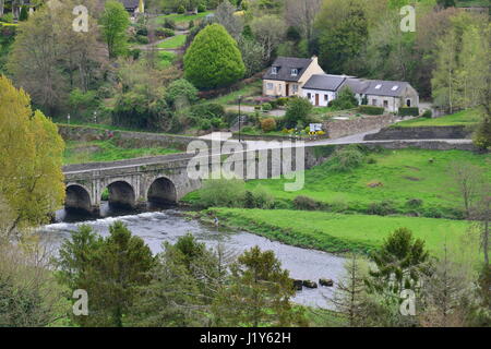 Looking down at the bridge at Inistioge, Ireland on a spring day. Stock Photo