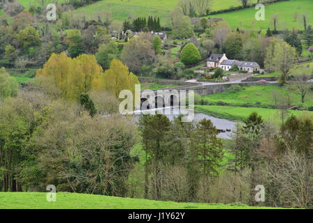 Looking down at the bridge at Inistioge, Ireland on a spring day. Stock Photo