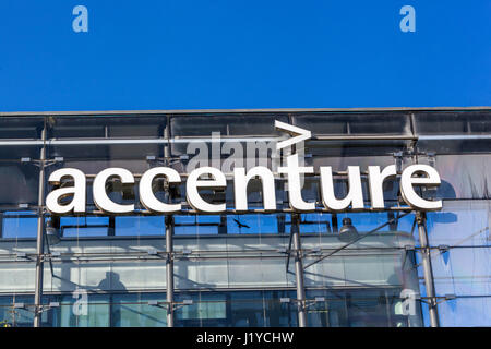 Accenture, Logo, Sign, Prague, Czech Republic, Europe Stock Photo