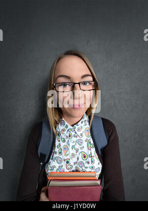 Portrait of young  nerd girl Stock Photo